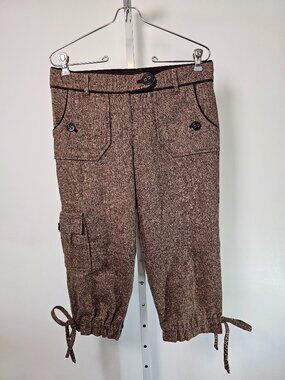 Vintage Bebe Pants Brown Cropped Knickers Wool Silk Tweed Cargo 4